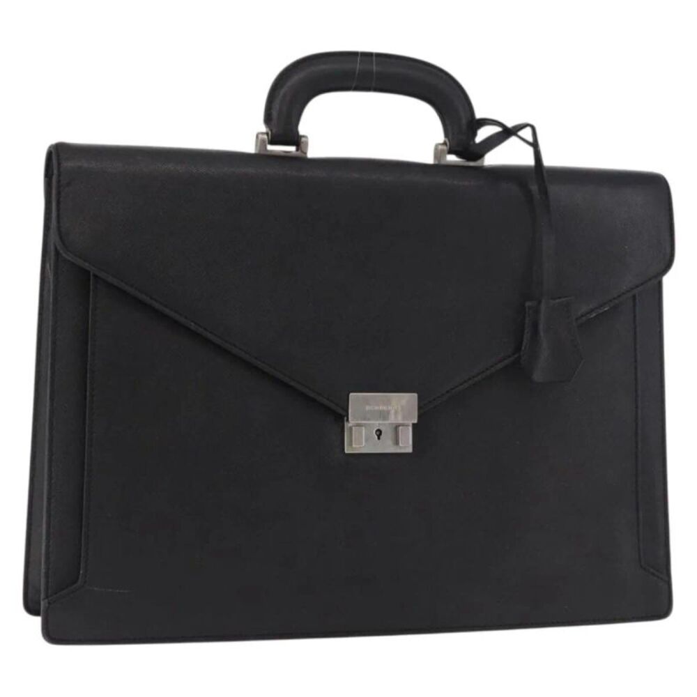 Burberry Vintage Leather Black Leather Briefcase Bag